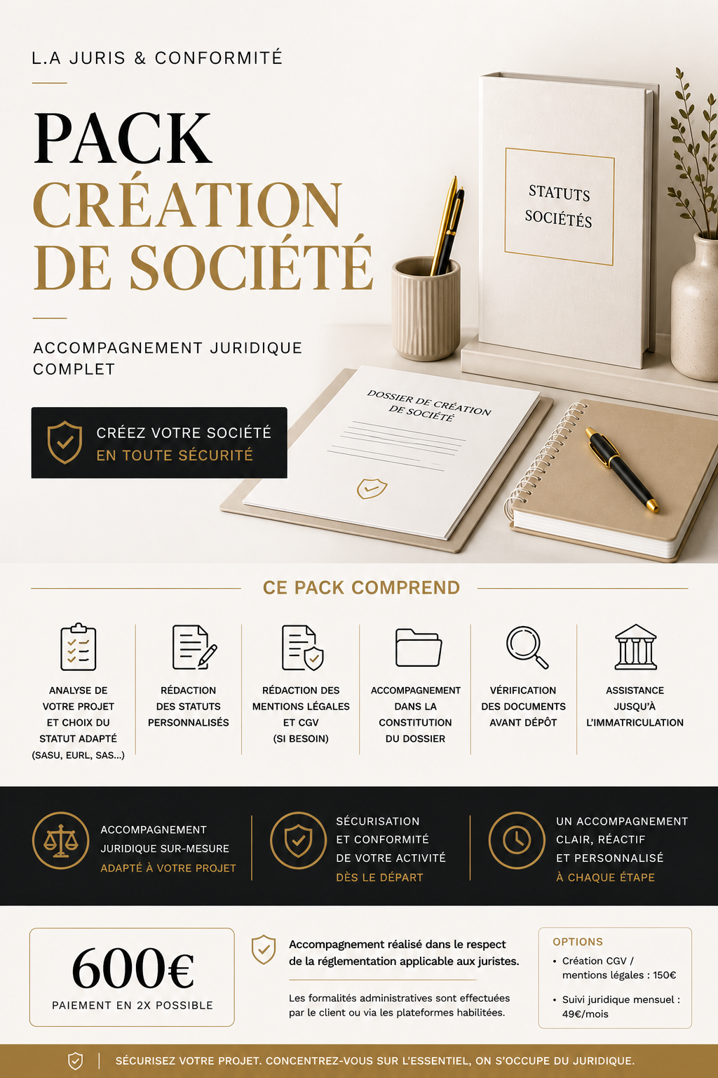 Pack Création de société – Accompagnement juridique complet